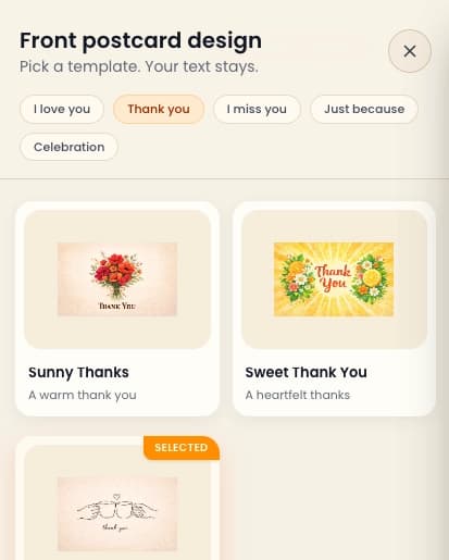 Card template picker