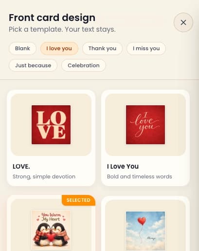 Postcard template picker